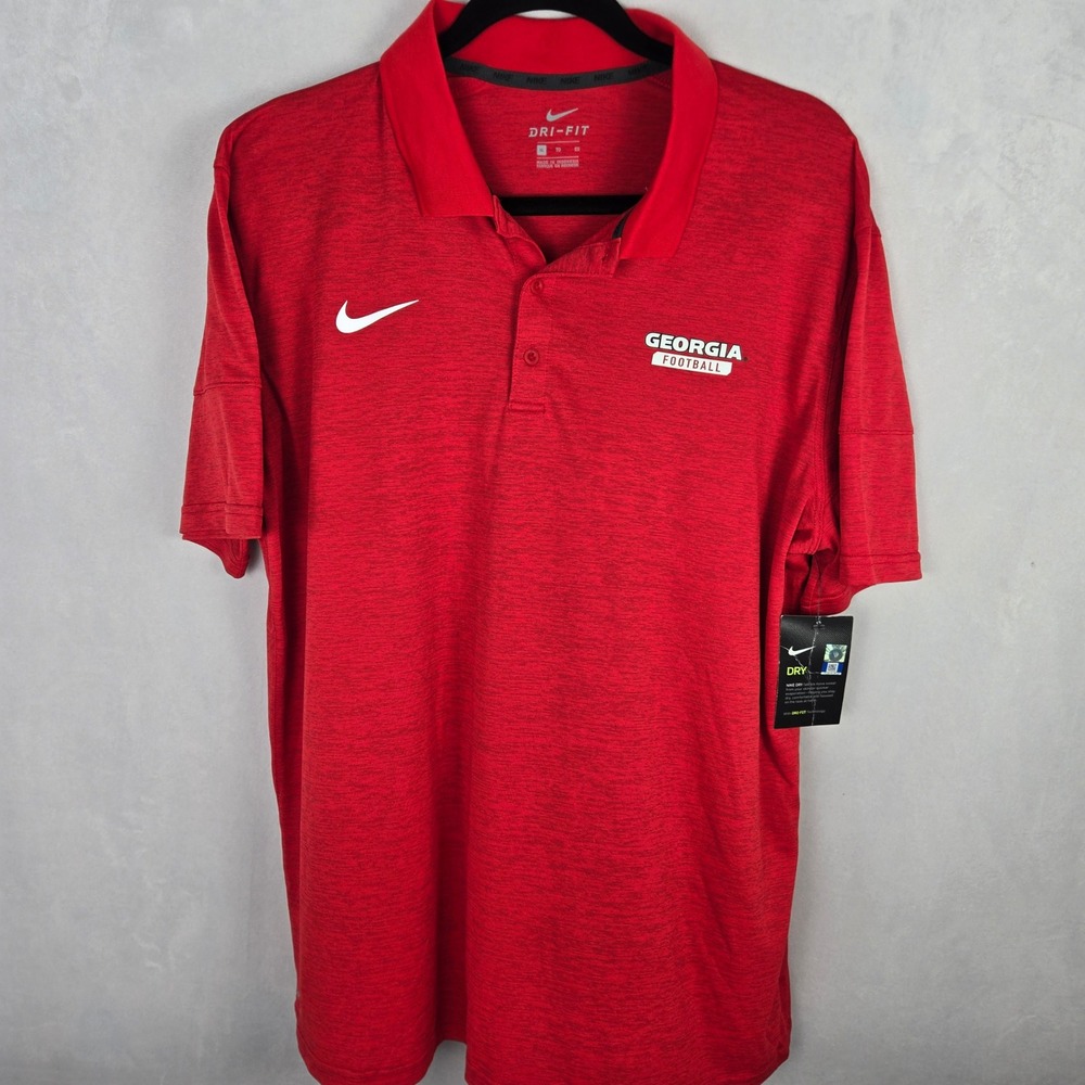 Nike Dri-FIT Georgia Bulldogs Football Polo Shirt Mens XL Red Heathered New